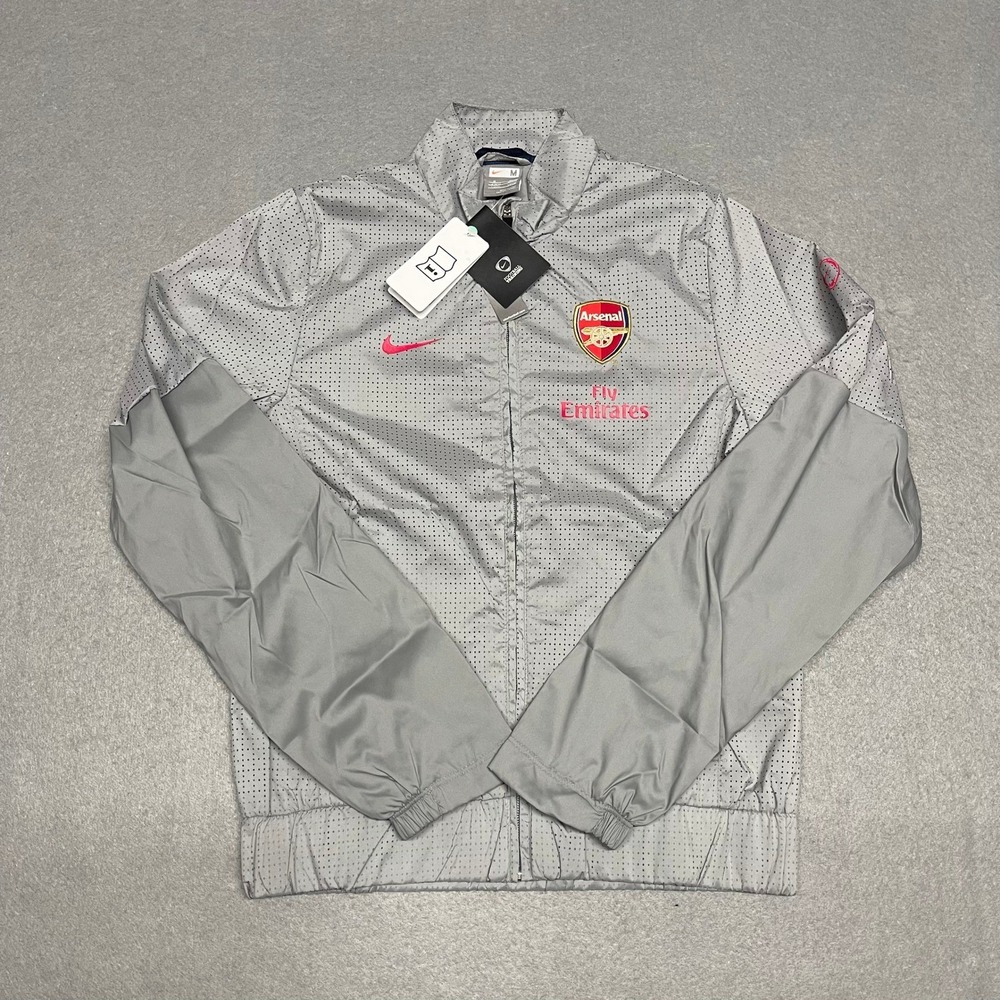 Arsenal FC Jacket Womens Medium Grey Pink Nike Drill Top Full Zip Season 2009-10